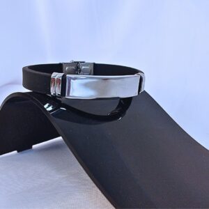Pulseira de Silicone com Aço Inox Lisa