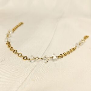 Pulseira Folheada a Ouro Elos Redondos e Cristalizados