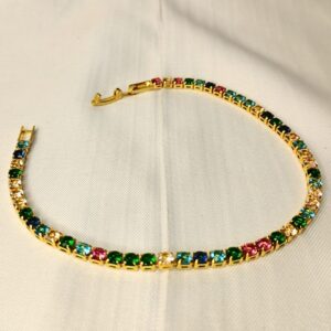 Pulseira Folheada a Ouro Riviera Colorida