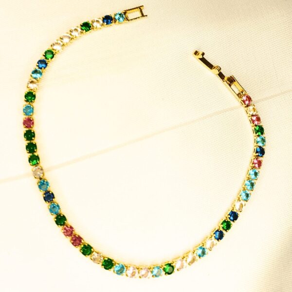 Pulseira Folheada a Ouro Riviera Colorida - Imagem 3