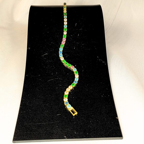 Pulseira Folheada a Ouro Riviera Colorida - Imagem 4