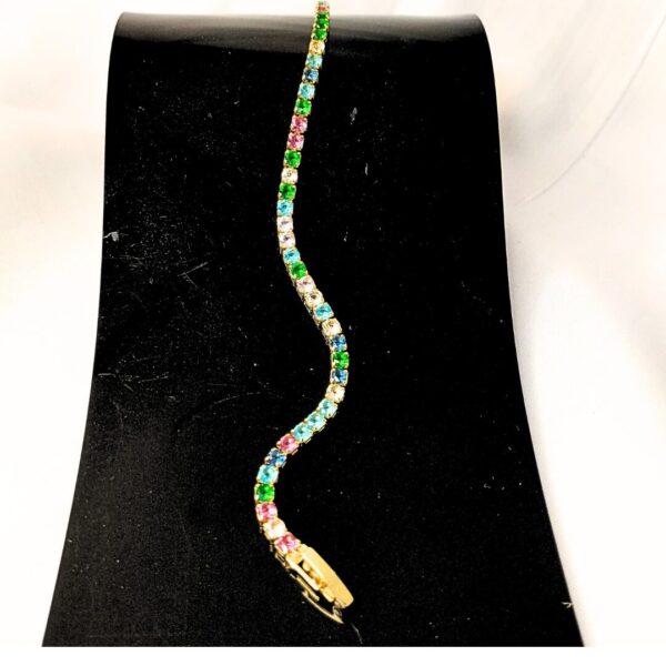 Pulseira Folheada a Ouro Riviera Colorida - Imagem 5