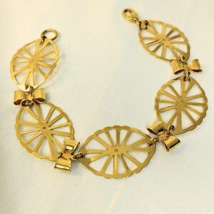 Pulseira Folheada a Ouro Elos Redondos com Laços