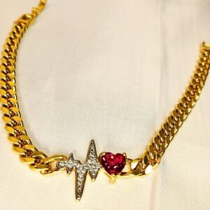 Pulseira Folheada a Ouro Batimento Coração