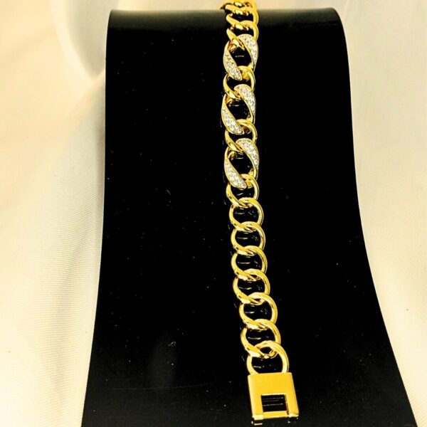 Pulseira Folheada a Ouro Groumet com Zircônias - Imagem 4