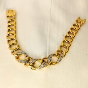 Pulseira Folheada a Ouro Groumet com Zircônias