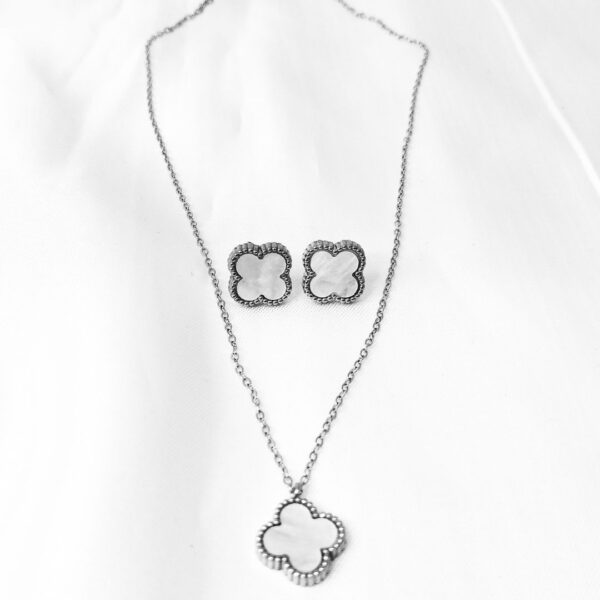 Conjunto de Aço Trevo Branco - Imagem 3