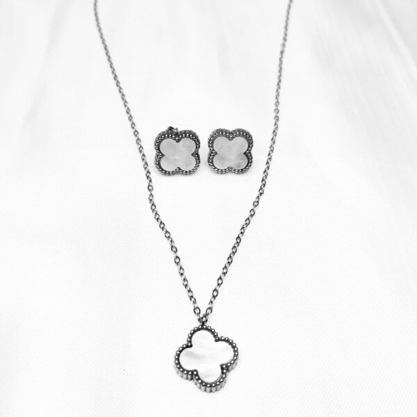 Conjunto de Aço Trevo Branco - Imagem 2